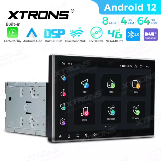 Double DIN 10.1" Car DVD GPS Stereo Radio Android 12 8-Core 4GB+64GB Wifi 4G LTE