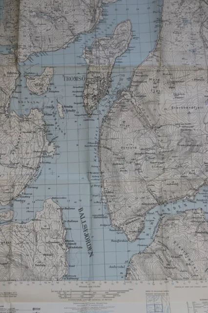 Alte Militär Topografische Karte Landkarte Norwegen Tromso Orig 1952 ***Top ****
