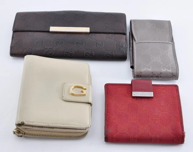 GUCCI Wallet Cigarette Case Leather Canvas Lot of 4 Used Authentic EE0529005