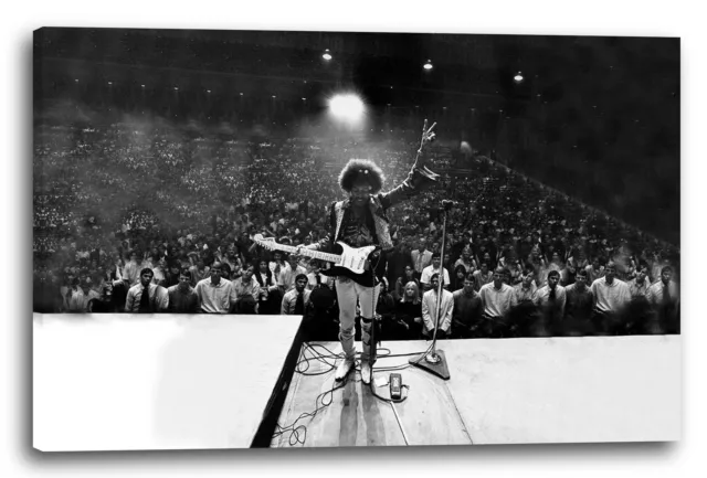 Wandbild Jimi Hendrix on stage schwarz weiß Rock-Star black white retro