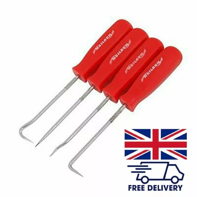 4pc HOOK AND PICK SET SEAL AND O RING REMOVAL TOOL MECHANICS GARAGE DIY TOOL NEW