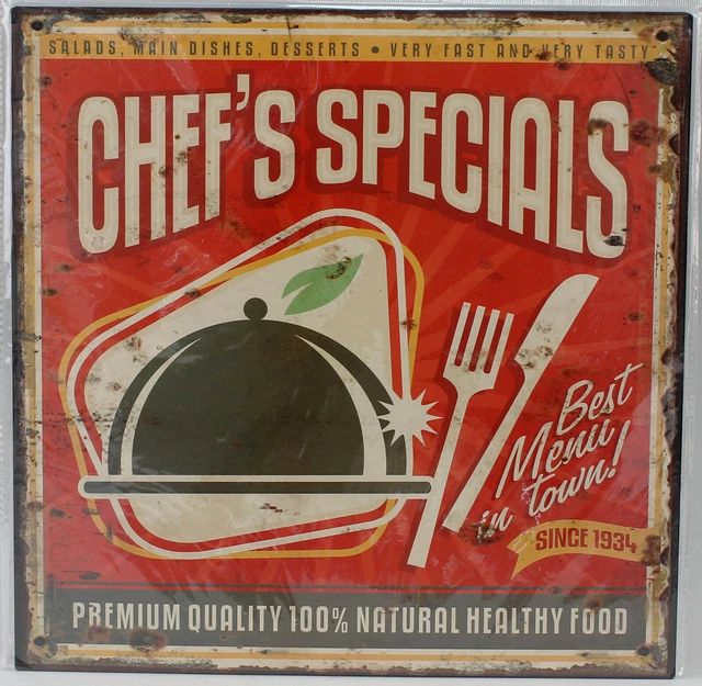 9977584-x Targa di Latta Retrò Vintage Chef ´ S Speciale Menu 30x30cm