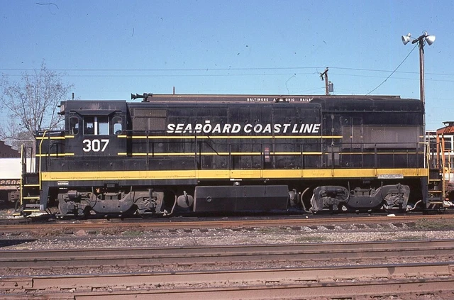 ORIGINAL RAILROAD SLIDE SCL SEABOARD COAST LINE 307 Jesup GEORGIA GE U18B CSX