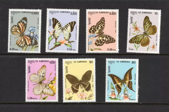 R4207   Cambodia  1986   butterflies   7v.   MNH