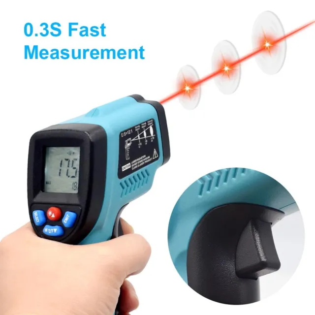 IR Thermometer Infrarot Pyrometer Laser LCD 12:1 Temperatur bis 550°C Messgerät 2