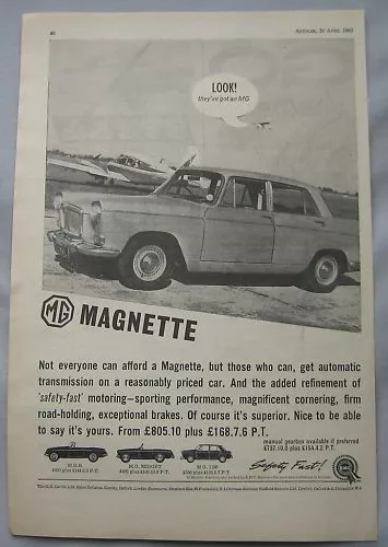 1963 MG Magnette Original advert No.1