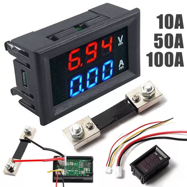 10/50/100A Voltmeter Ammeter LED Dual Digital Volt Amp Meter Test Tester Gauge✅