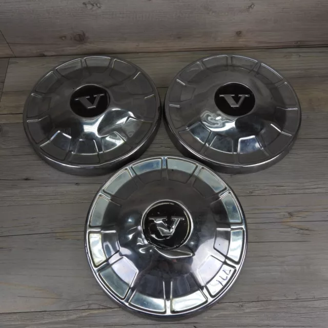 Vintage Volvo Chrome Hubcaps Set of Three Scratch Dent Automotive Decor