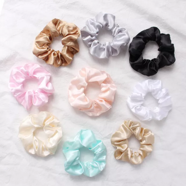 ❀ Groß Haargummis Seide Satin Elastisch Haar Ring Bänder Seil Krawatte für Damen