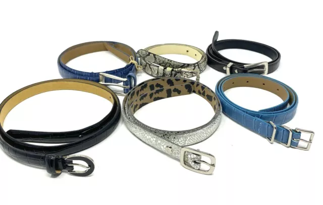Lotto Di 6 Cinture Skinny Sottile M/L Pelle Serpente Coccodrillo Animalier Da