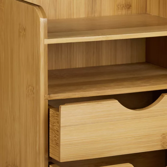 Organizador para el escritorio espacio de almacenamiento bambú madera natural 3
