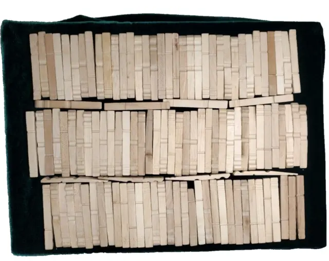 Lote de 113 mitades de alfileres de ropa de madera nuevos con instrucciones artesanales