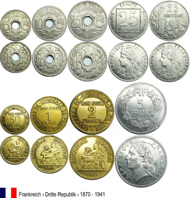 KMS Frankreich Dritte Republik  _1870 - 1941_ LOT_ (mit 5 Francs Nickel)