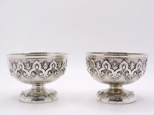 Pair Antique Victorian Sterling Silver Salt & Pepper Cellars Fully Hallmarked