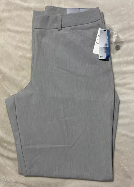 Worthington~Women's~Size 12~Light Grey ~Modern Fit~Trouser Leg~Dress Pants~NWT