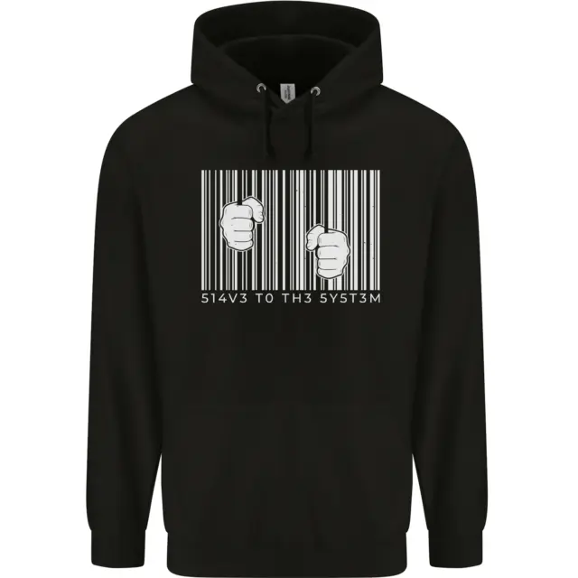 Slave to the System Anti Capitalism Mens 80% Cotton Hoodie
