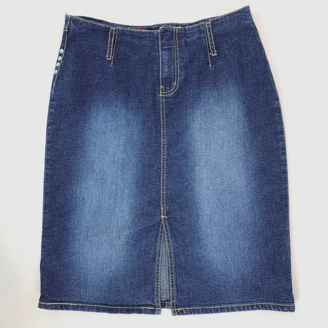 Lazer Jeans Womens Junior Size 7 Denim Jean Pencil Skirt Split Front Knee Length