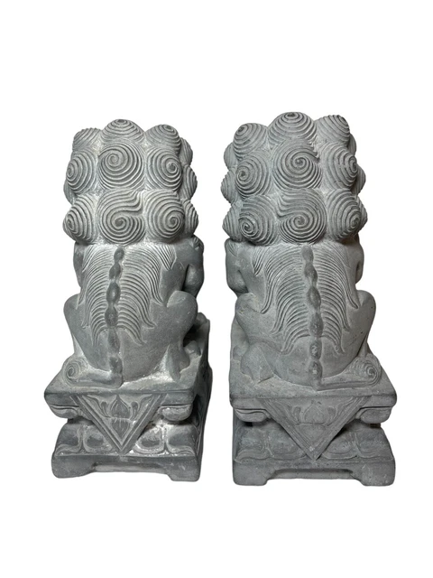 Foo Fu Dogs 6” Ceramic Or Cement Fengshui Evil Door Guard Statue Pair 3
