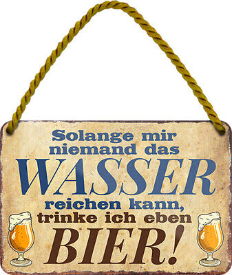 Türschild Blechschild Hängeschild 18x12cm Alkohol Sprüche Geschenkidee Bier 