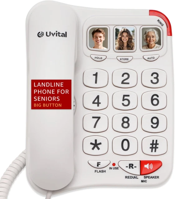 UVITAL BIG BUTTON Telephone with Speed Dial for Seniors, Hard of ...