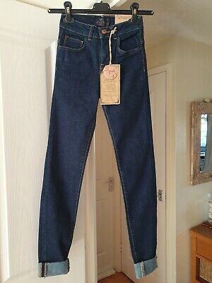 Jeans skinny blu denim pull & orso per bambina, taglia 32, Regno Unito taglia 4, nuovi con etichette
