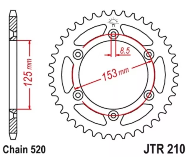JT SPROCKETS Corona plato trasmision de acero autolimpiable 51 210 520
