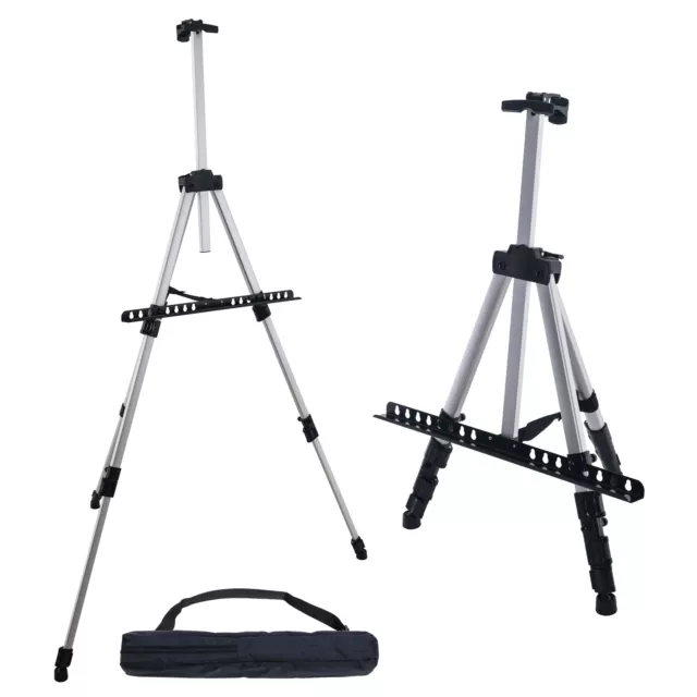 66" Silver Aluminum Adjustable Artist Field Display Easel Tripod Stand, Tabletop