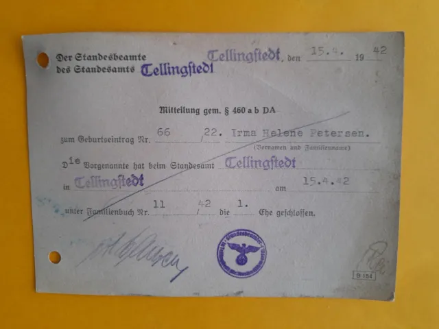 German Registery Office Documents ( Standesamt)  1940  *  1945    68