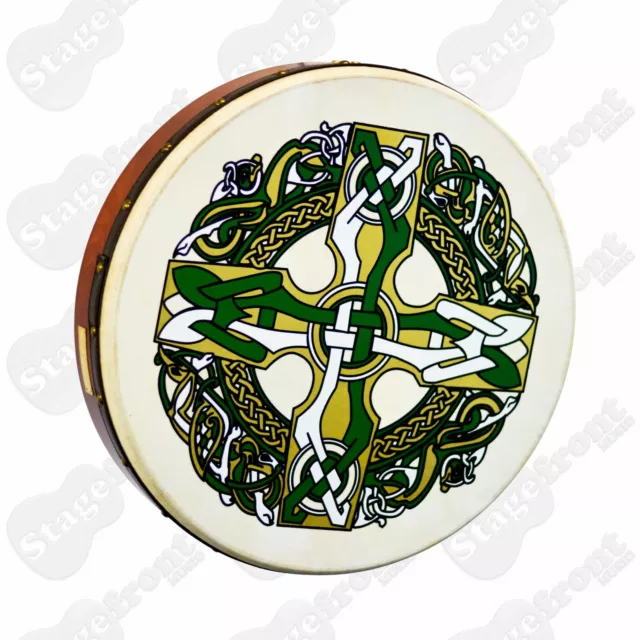 BODHRAN WALTONS 12" “GAELIC CROSS”  PRINT ON HEAD w/DVD - NEW