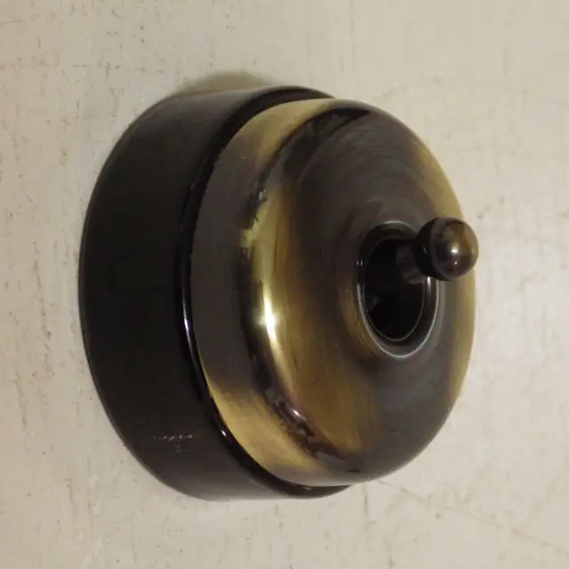classic electric shallow smooth antique brass switch 30 B AB black porcelain
