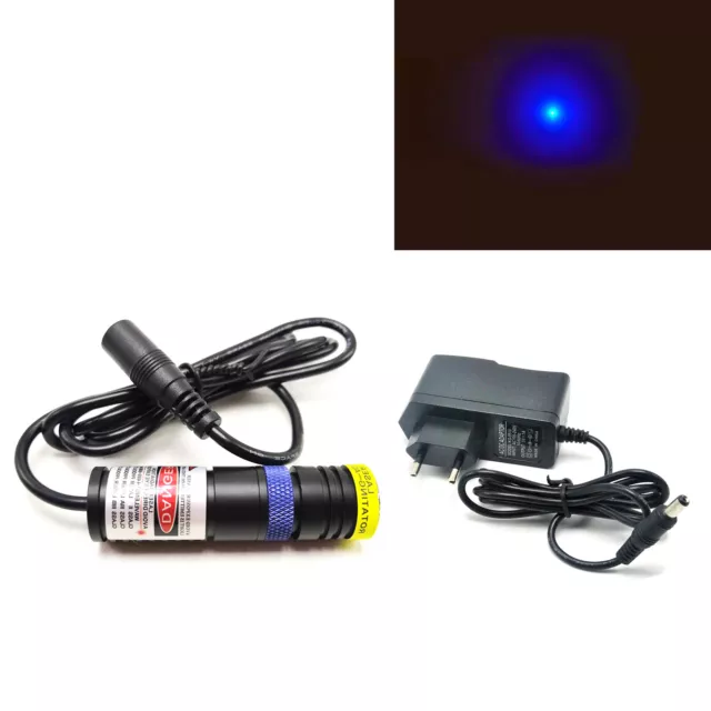 Blue Dot 450nm 50mW Focusable Laser Diode Module 5V Adapter 18x65mm