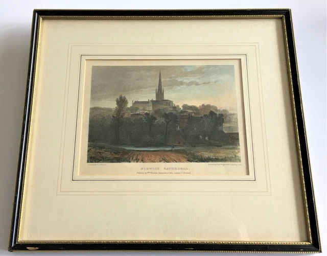 Antike Radierung, ""Norwich Cathedral"" (Miles Edmund Cotman, Day & Haghe)