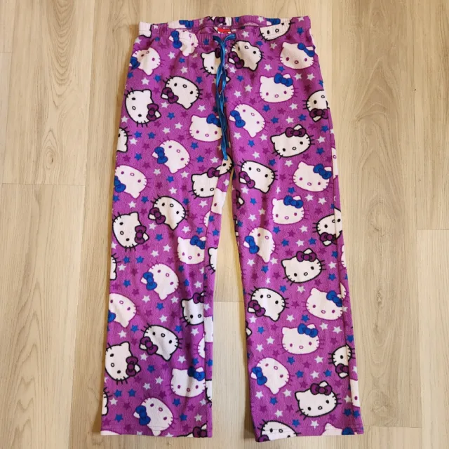 Sanrio Hello Kitty Womens Medium Purple Fleece Sleep Pants Pajama Bottoms 30W