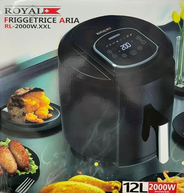 Friggitrice Ad Aria 12 Litri 2000W Royal+ Lcd Touch Cucina Senza Olio