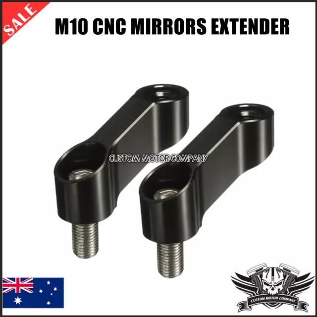 Black CNC Mirrors Riser Extender Adaptor Yamaha FZ6 FZ1 FAZER 8 XJR 600 s4r s2r