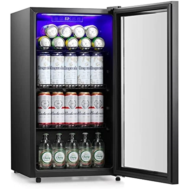 BEVERAGE REFRIGERATOR COOLER, 105 Cans Mini fridge Double Glass Door