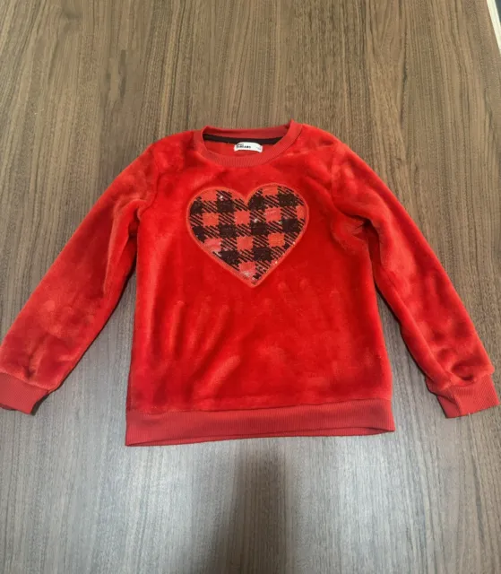 Girls Epic Threads Girl Red Heart Velour/Sweatshirt Top Size 6