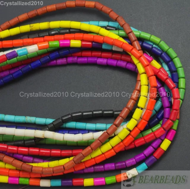 Howlite Turquoise Gemstone Tube Loose Beads 3mm 4mm 5mm 6mm 8mm 10mm 13mm 16"