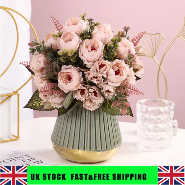 1 Bouquet Artificial Silk Fake Large Peony Flowers Hydrangea Wedding Party Decor