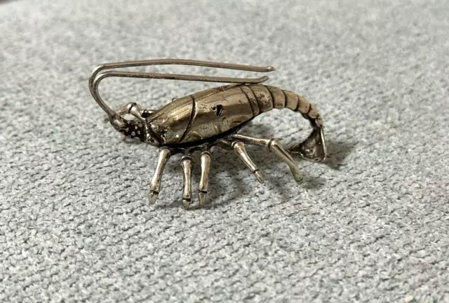 vintage miniature silver 800 lobster figure cancer souvenir Italian