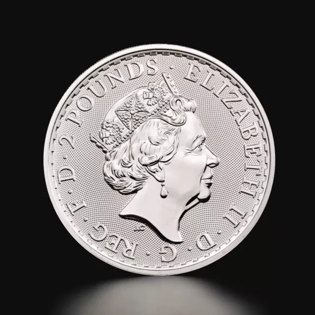 2022 Britannia 1 Oncia Argento 0.999 2 Pounds Zecca Londra Regina Elisabetta II