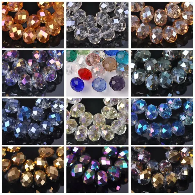10pcs 16x12mm Rondelle Faceted Crystal Glass Loose Crafts Beads lot Wholesale