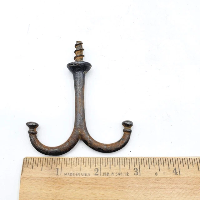 Vintage Coat Hat Hook Double Ended Cast Iron 2.5" 8