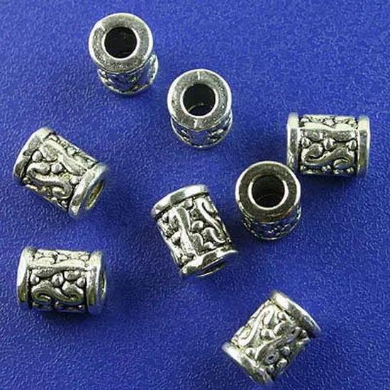 20pcs 9.3x7.1mm Hole:3.6mm Tibetan Silver Tube Spacer Beads H2781