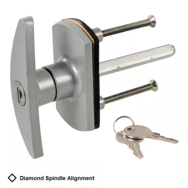 T-Handle Diamond Square Spindle Replacement Garage Door Lock Security Locking