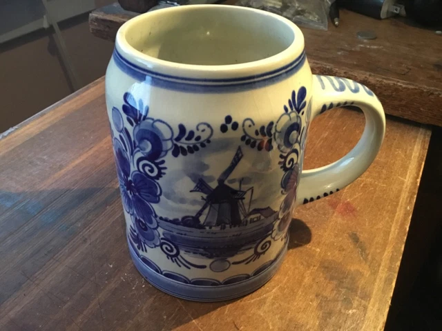Delft Blue Hand Painted Heineken Beer Stein Made In Holland