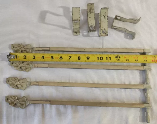 Vintage Metal Swing Arm Curtain Drape Rods Adjustable Swivel 2 Pair w/ Hardware