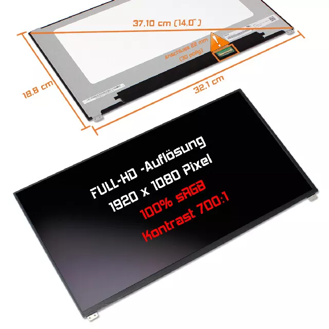 14,0" LED Display matt passend für Dell Latitude 14 7490 IPS 100%sRGB Full-HD