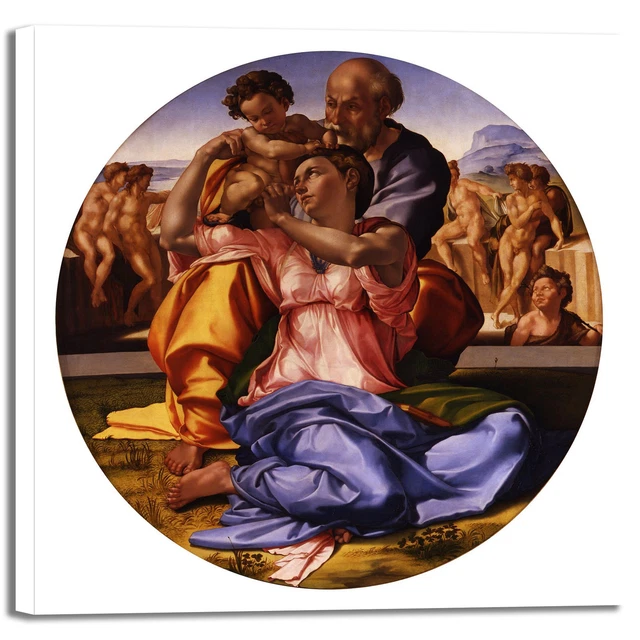 Tableau Toile Michel-Ange "L'Ivresse De Noé" - Reproduction Haute Résolution, Cadre Bois, Fait Sur Mesure En Italie