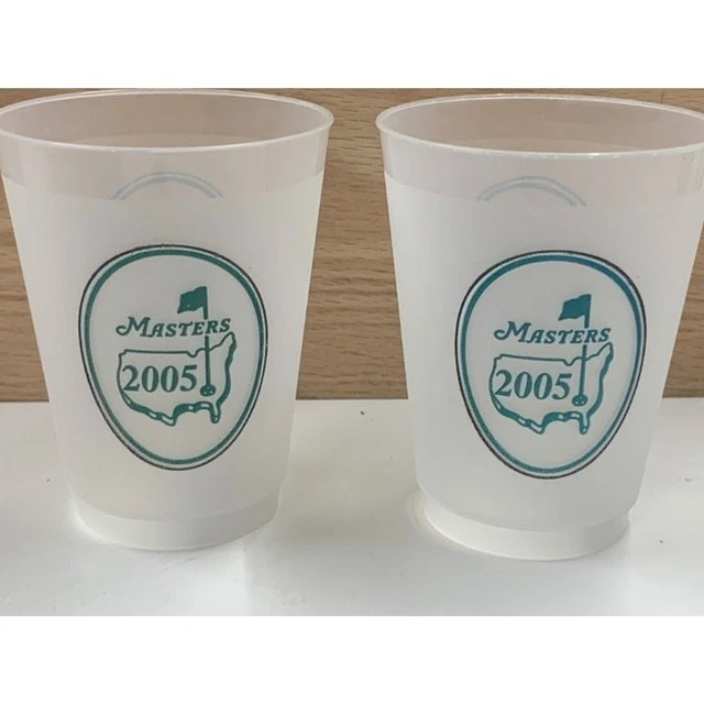 Lot of 2 Official Masters Plastic Reusable Cups Frosted Year 2005